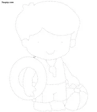 Boy dotted line drawing