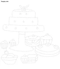 Cake-1 dotted line drawing