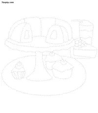 Cake-1 dotted line drawing