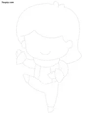 Girl dotted line drawing