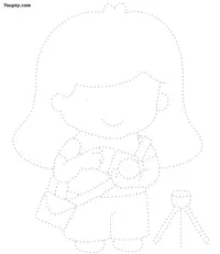 Girl dotted line drawing