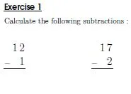 Subtract one-Digit Number from a two-Digit Number (1 - 20) without borrow