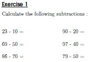 subtract one-Digit Number from a two-Digit Number (1 - 100) worksheet