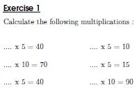 Multiplication tables of 5 and 10 - Missing Number