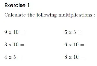 Multiplication tables of 5 and 10