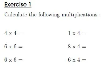 Multiplication tables of 4 and 6