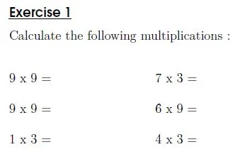 Multiplication tables of 9 and 3