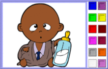 Baby in Suit with Milk Bottle Coloring