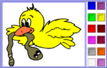 Yellow Duck with a Worm Coloring