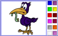 Purple Crow with a Worm Coloring