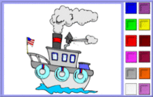 Steamboat with Flag Coloring