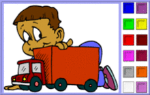 Boy Playing with a Toy Truck Coloring