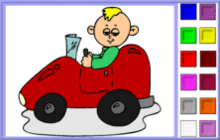 Boy Driving a Toy Car Coloring