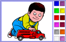 Boy with a Fire Truck Toy Coloring