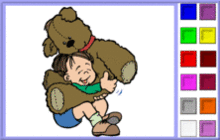 Boy Hugging a Giant Teddy Bear Coloring