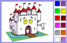 Smiling Castle with Flags Coloring