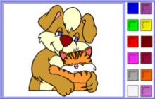 Dog Hugging a Cat Coloring