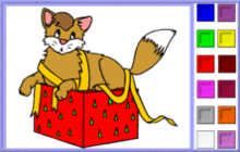 Cat in a Gift Box Coloring