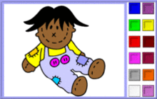 Doll in Overalls with Buttons Coloring