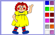 Smiling Doll in a Yellow Dress Coloring