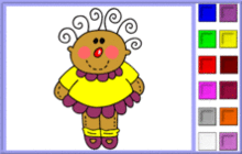 Doll with Curly Hair and a Purple Skirt Coloring