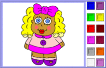 Doll with Blonde Hair and a Pink Bow Coloring