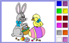 Bunny and Duckling with Easter Eggs Coloring