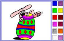 Bunny Hugging a Striped Easter Egg Coloring