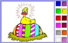 Duckling Sitting on a Colorful Easter Egg Coloring