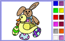 Stuffed Bunny and Duck with Easter Eggs Coloring