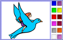 Fairy Riding a Bluebird Coloring