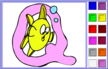 Yellow Fish Blowing Bubbles Coloring