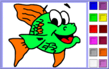 Cheerful Green Fish with Orange Fins Coloring