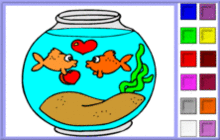 Romantic Fish in a Round Bowl Coloring