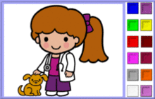 Girl as a Veterinarian Coloring