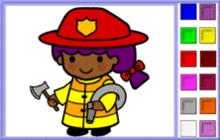 A Brave Firefighter in Action Coloring