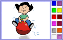 Girl Bouncing on a Hopper Ball Coloring