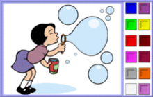 Girl Blowing Bubbles Coloring