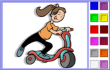 Joyful Girl Riding a Scooter Coloring