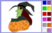 Witch with Pumpkins Coloring