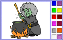 Witch with Cauldron Coloring