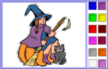 Witch on a Pumpkin Coloring