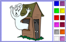 Haunted House with a Ghost Coloring