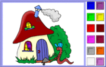 Mushroom House with a Worm Coloring