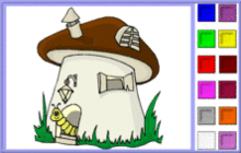 Mushroom House with a Caterpillar Resident Coloring