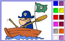 Pirate Rowing His Boat Coloring