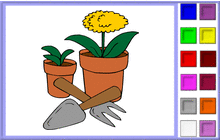 Gardening Tools and Flowerpots Coloring