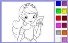 Princess Holding a Fan Coloring