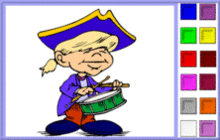 Boy Drumming in Military Costume Coloring