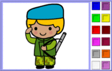 Smiling Boy Soldier Saluting Coloring